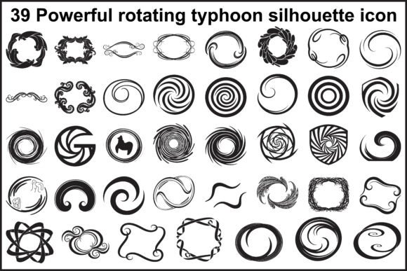 39 Powerful Rotating Typhoon Silhouette Graphics & Illustrations