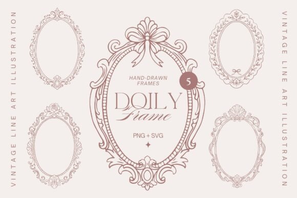 5 Doily Vintage Frames for Graphic Design