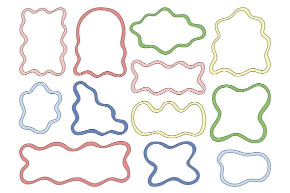 Abstract Wavy Frame Border Bundle Set: Graphics & Illustrations