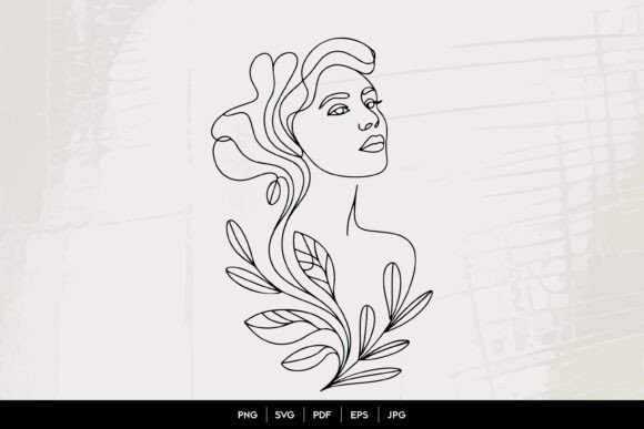 Abstract Woman Leaf Line Art: Graphics & Illustrations for Crafters