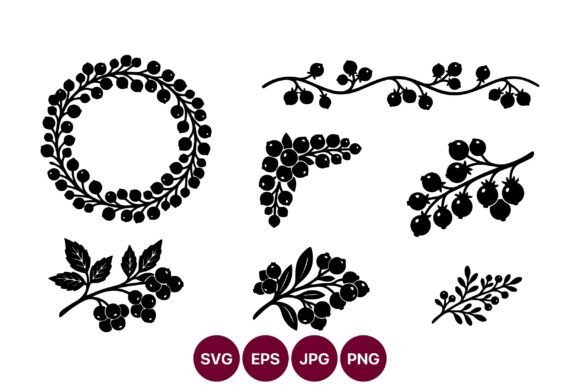 Berry Wreath Line Art Collection