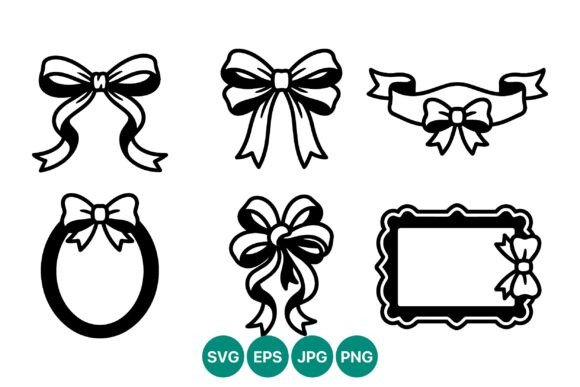 Black and White Ribbon Bow Graphics for Crafting