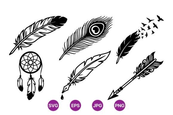 Black Feather SVG Clipart Pack