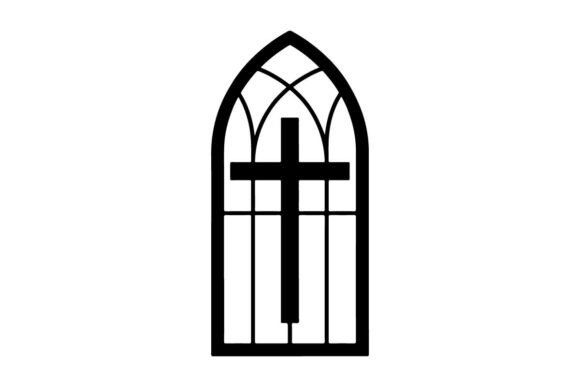 Black Gothic Cross Stained Glass Graphics & Illustrations