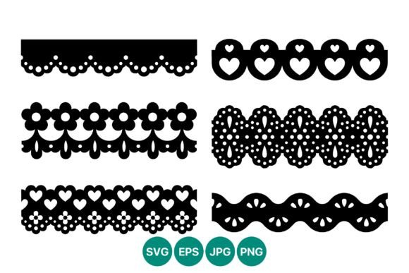 Black White Lace Borders Hearts Flowers Graphics
