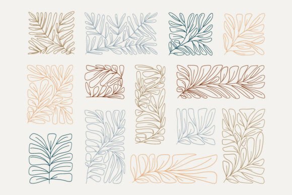 Botanical Frame Leaf Vector Set Modern: Graphics & Illustrations