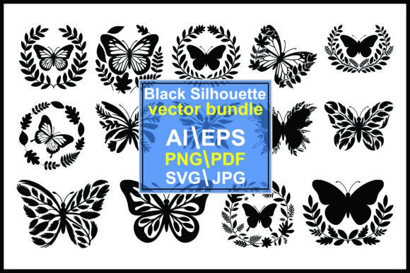 Butterfly and Leaf Silhouettes: Graphics & Illustrations