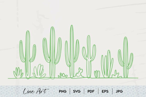Cactus Desert Line Art SVG Graphics