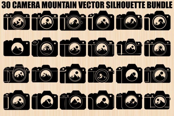 Camera Mountain Silhouette Bundle Graphics for Local Branding