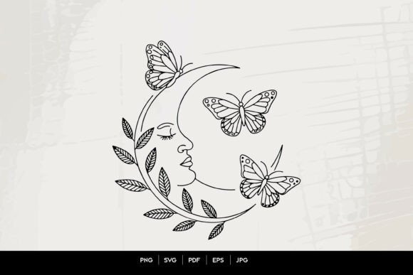 Celestial Moon Face Graphics for Editorial and Web Design