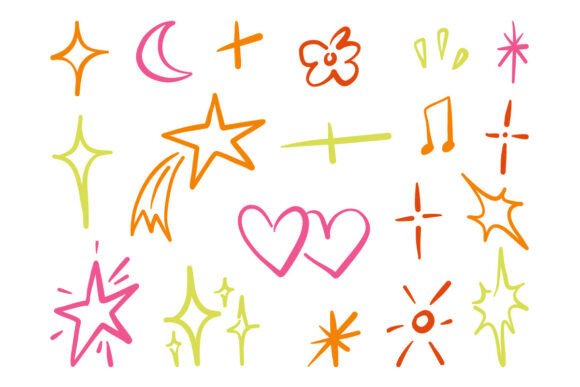 Colorful Sparkle Doodle Cute ElementSet