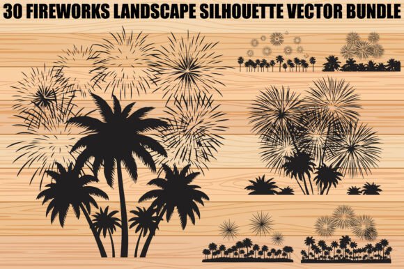 Fireworks Landscape Graphics for Crafting