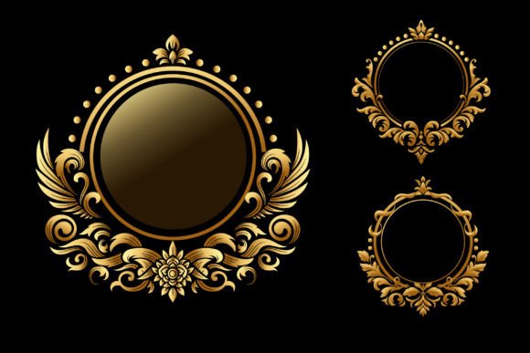 Golden Classic Circular Frame Graphics