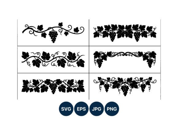 Grapevine Silhouette Borders Vector Art Graphics