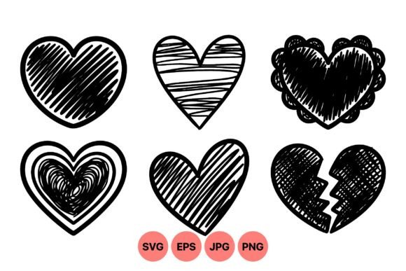 Hand Drawn Heart Clipart Pack: Graphics & Illustrations