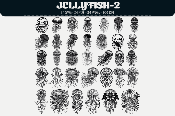 Jellyfish Clipart – 34 Designs Graphics