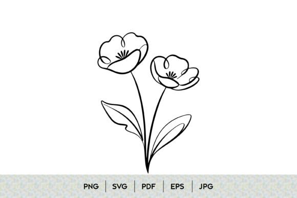 Minimal Flower Duo Line Art Design: Graphics & Illustrations