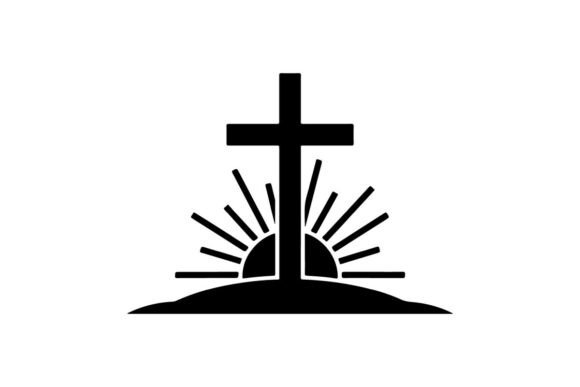 Minimalist Black Cross with Radiant Light