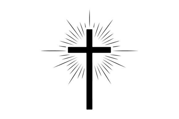 Minimalist Black Cross with Radiating Lines Graphics