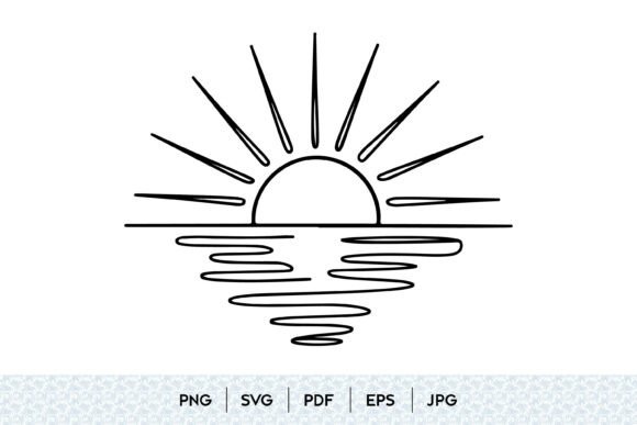 Minimalist Sunrise One Line Graphics for Crafting