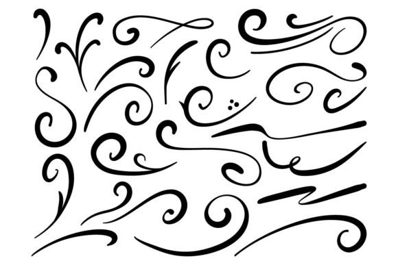 Ornamental Swirl Flourish Vector Set Art: Graphics & Illustrations