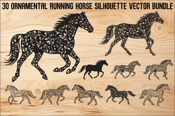 Running Horse Silhouette SVG Bundle for Graphic Design