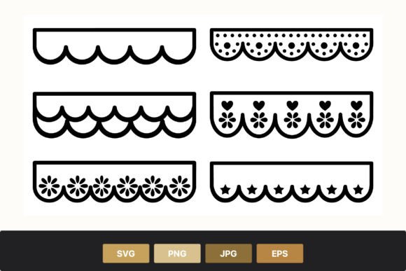 Scalloped Lace Borders Vector Set: Graphics & Illustrations for Handmade Brands