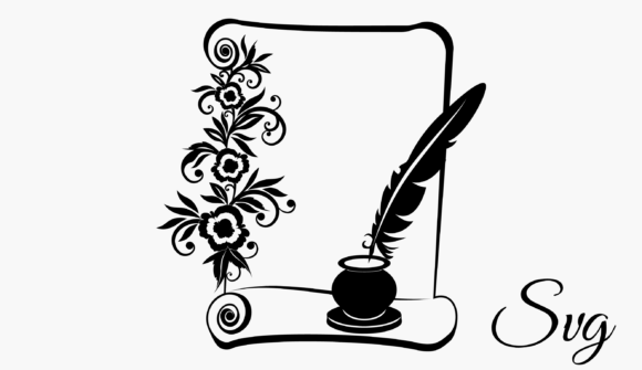 Scroll Pen Inkwell Graphics for Editorial and Web Design