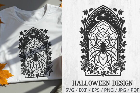 Spider Stained Glass Halloween SVG Graphics