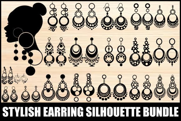 Stylish Earring Silhouette Bundle: Graphics & Illustrations for Elegant Branding