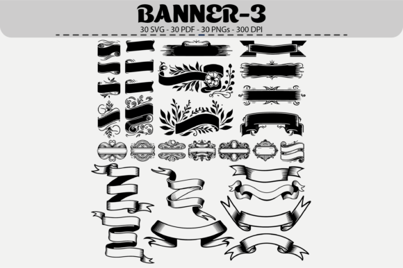 Vintage Banner Clipart – 30 Designs: Graphics & Illustrations