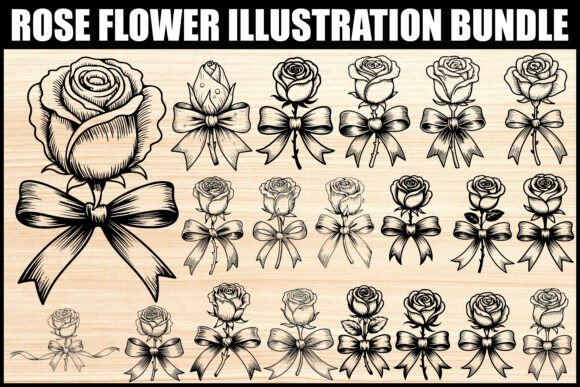 Vintage Rose Bow Clipart Collection: Graphics & Illustrations