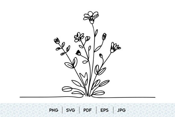 Wildflower Line Art SVG: Graphics & Illustrations for Sellers